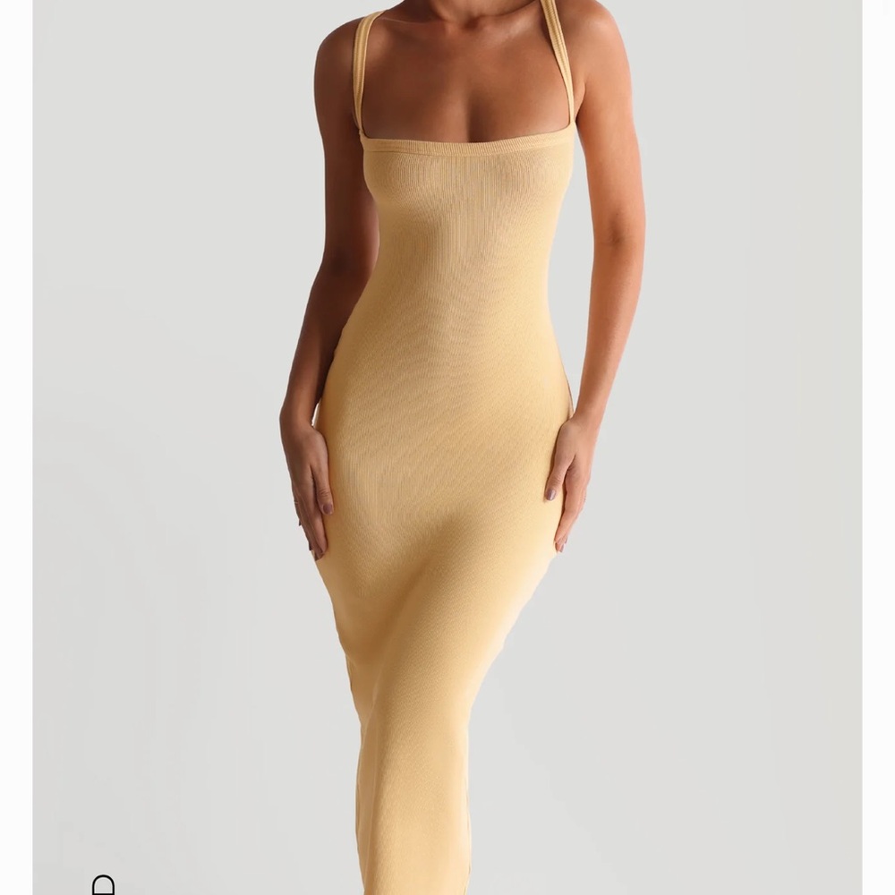 yellow midi dress